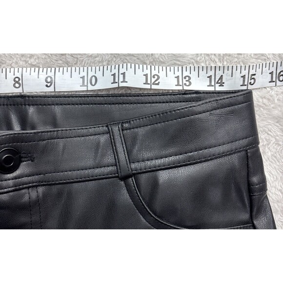 Stradivarius Black Faux Leather Pants High Rise Straight Leg Back Pockets Size 8 - Picture 4 of 11